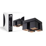 D'Lite Plafonnier Kubo Aluminium Noir Inclinable et Rotatif | IP20 - Convient pour 4x GU10
