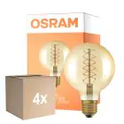 Lot 4x Osram Vintage 1906 LED E27 Globe Filament Dorée 95mm 7W 600lm - 822 Blanc Très Chaud | Dimmable