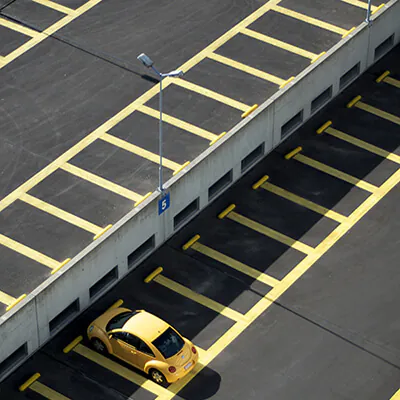 Mast light on a parking area