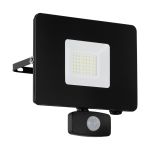 Eglo Wandlamp Faedo 3 Aluminium Zwart 31W 3400lm - 850 Koel Wit | IP65 - Bewegingssensor