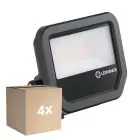 Voordeelpak 4x Ledvance LED Floodlight Aluminium Zwart 17W 2400lm 100D - 840 Koel Wit | IP66 - Symmetrisch