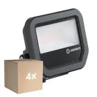 Voordeelpak 4x Ledvance LED Floodlight Aluminium Zwart 8W 1200lm 100D - 840 Koel Wit | IP66 - Symmetrisch